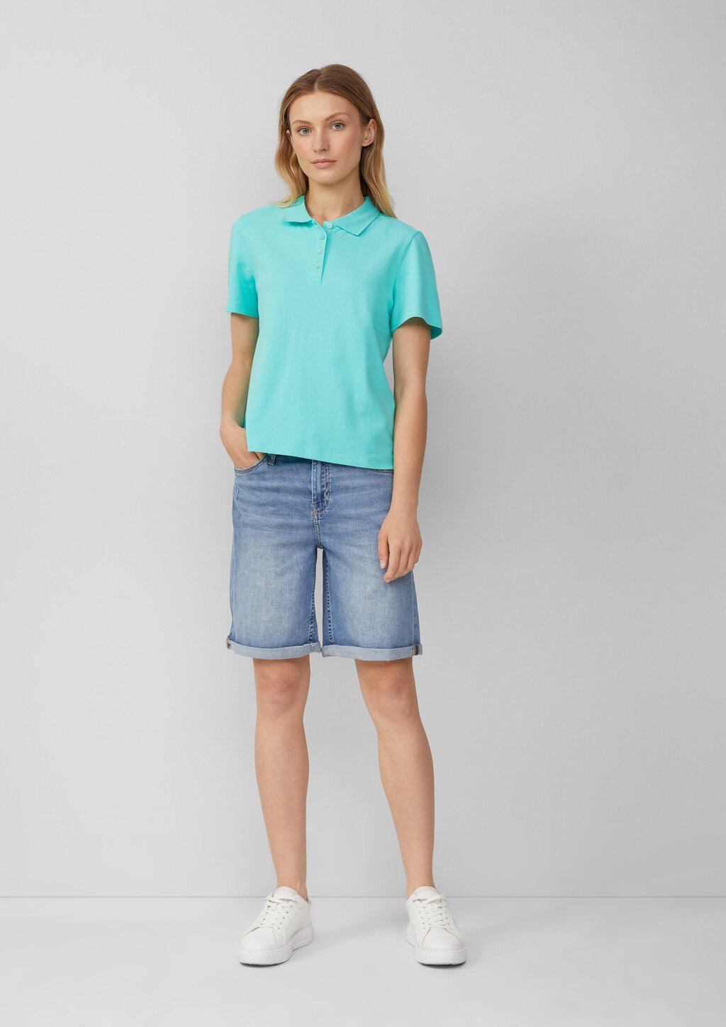 Verkürztes Poloshirt aus Baumwollpiqué