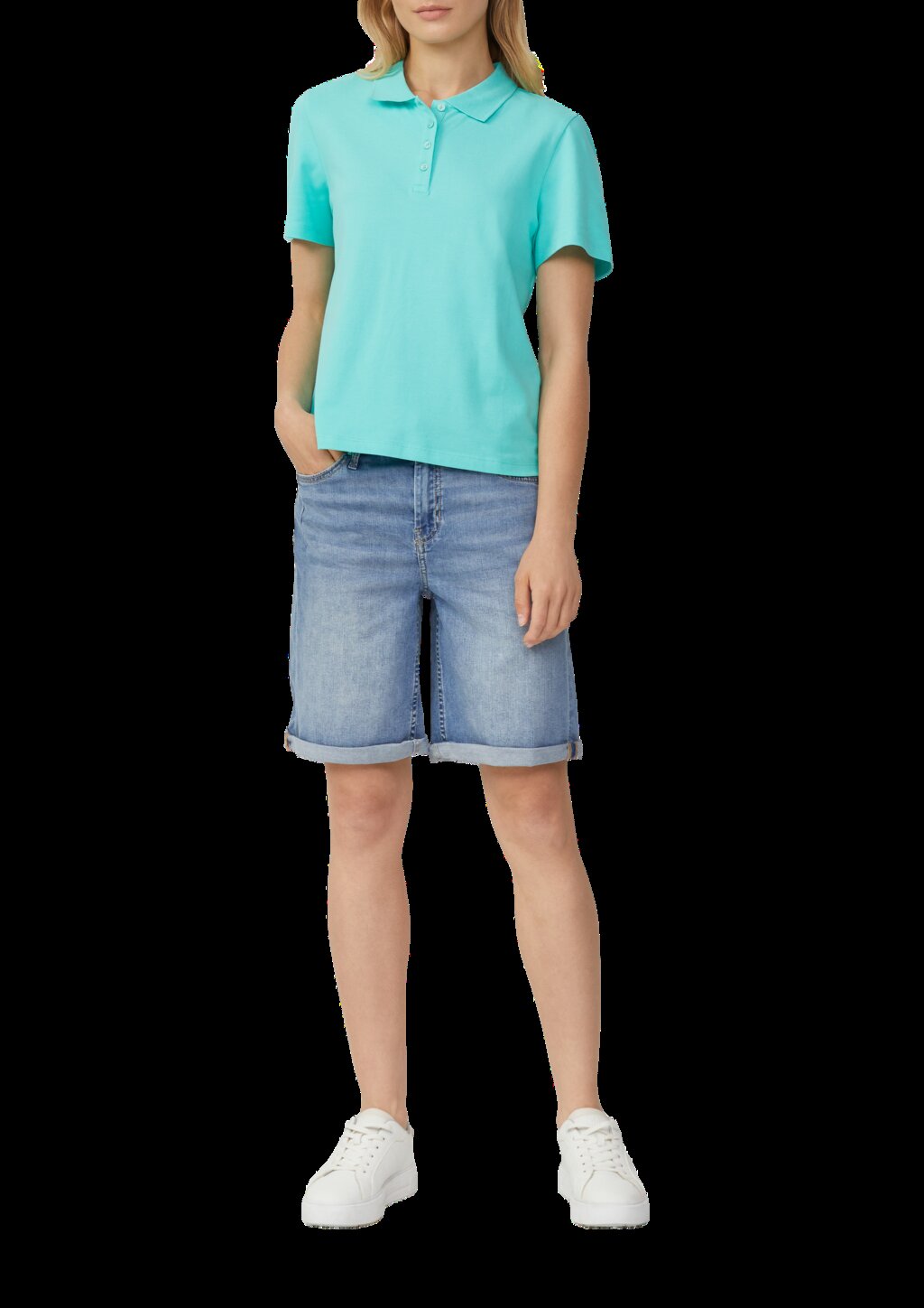 Verkürztes Poloshirt aus Baumwollpiqué