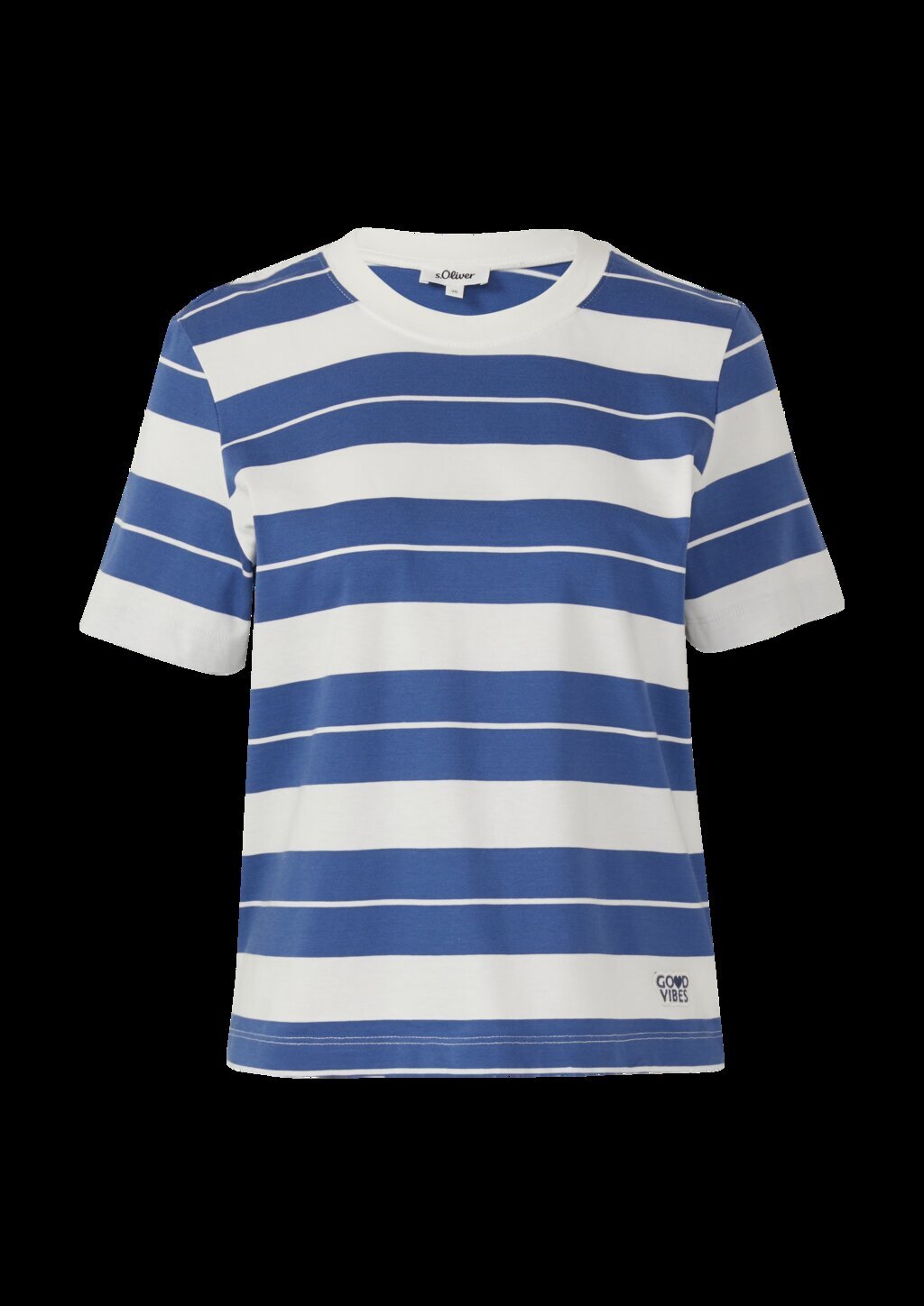 Verkürztes Baumwoll-Streifen-T-Shirt mit Patch