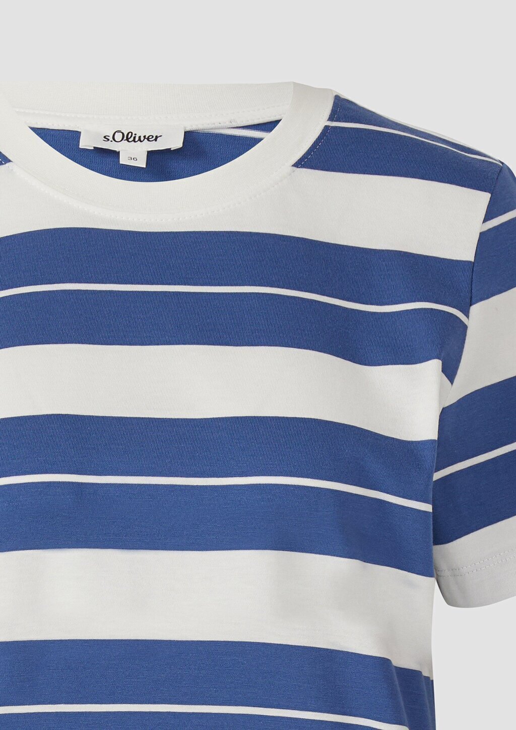 Verkürztes Baumwoll-Streifen-T-Shirt mit Patch