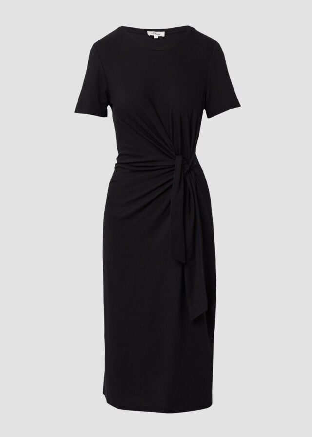 Jersey-Kleid mit Knotendetail und Raffung