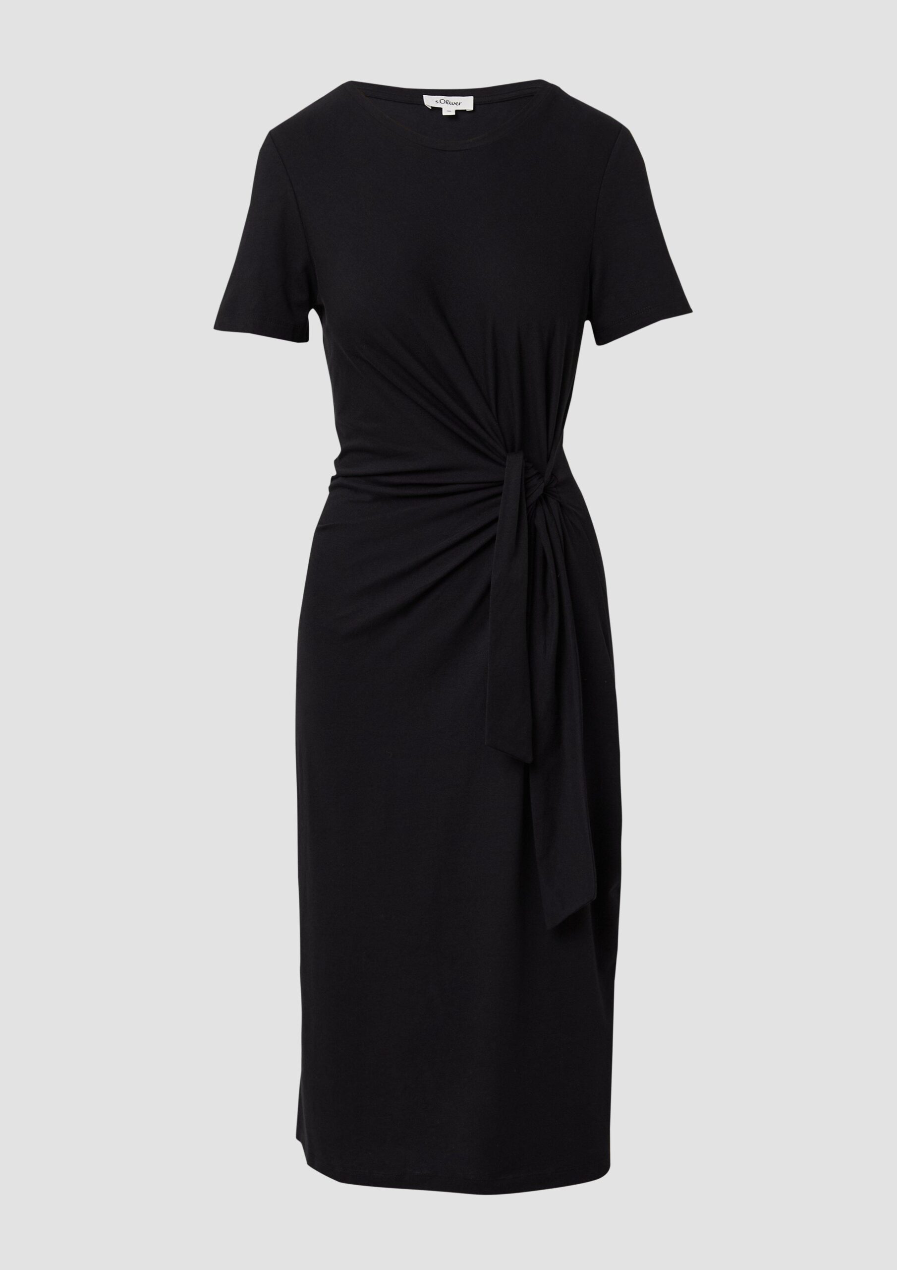 Jersey-Kleid mit Knotendetail und Raffung