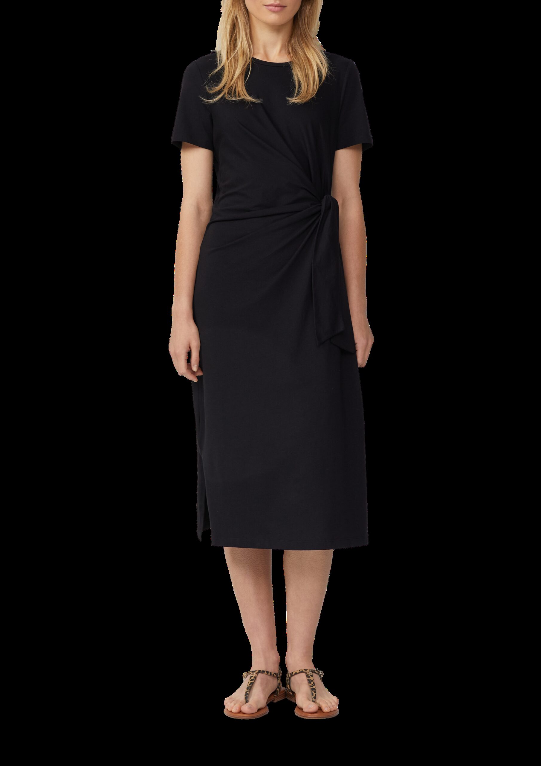 Jersey-Kleid mit Knotendetail und Raffung