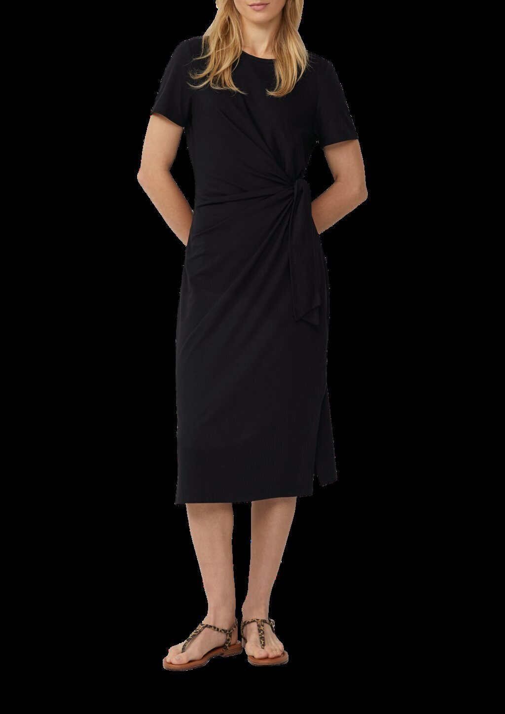 Jersey-Kleid mit Knotendetail und Raffung