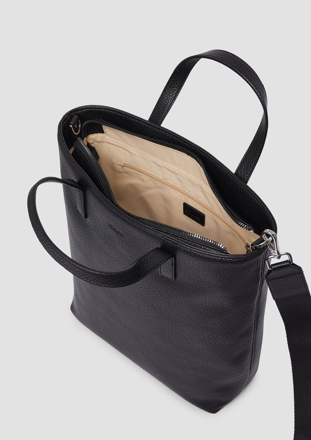 Shopper aus Lederimitat mit abnehmbarem Logo-Schulterriemen