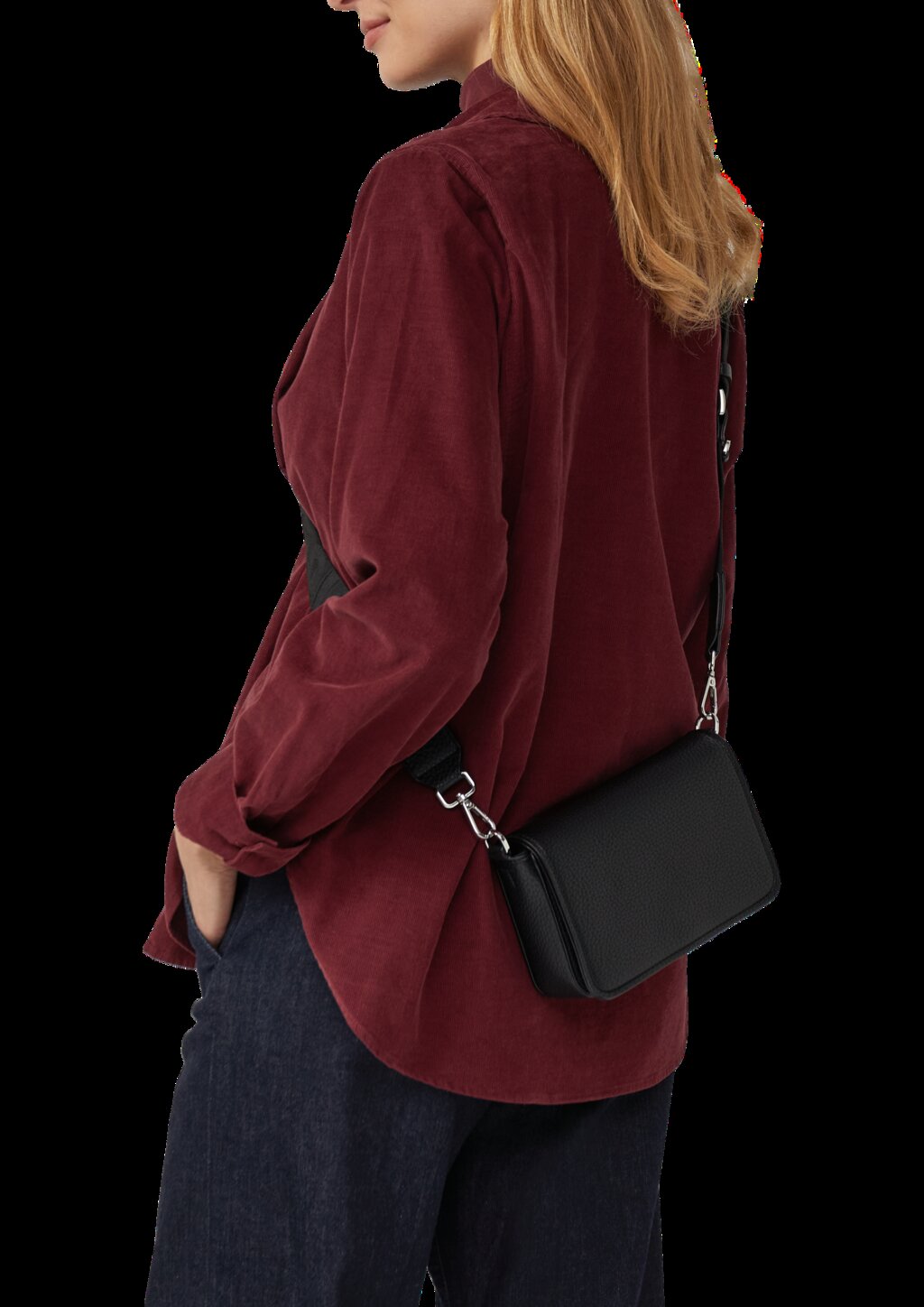 Crossbody-Bag aus Lederimitat mit Überschlag und Logo-Schulterriemen