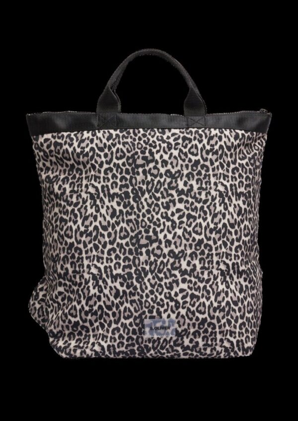 Rucksack aus Nylon mit Animal-Muster und Label-Patch