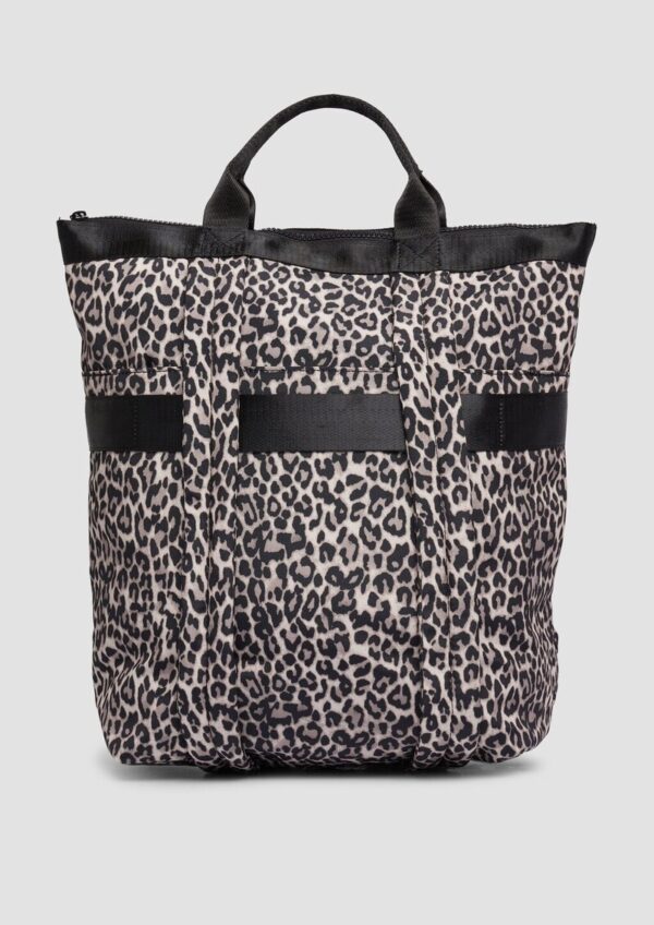 Rucksack aus Nylon mit Animal-Muster und Label-Patch