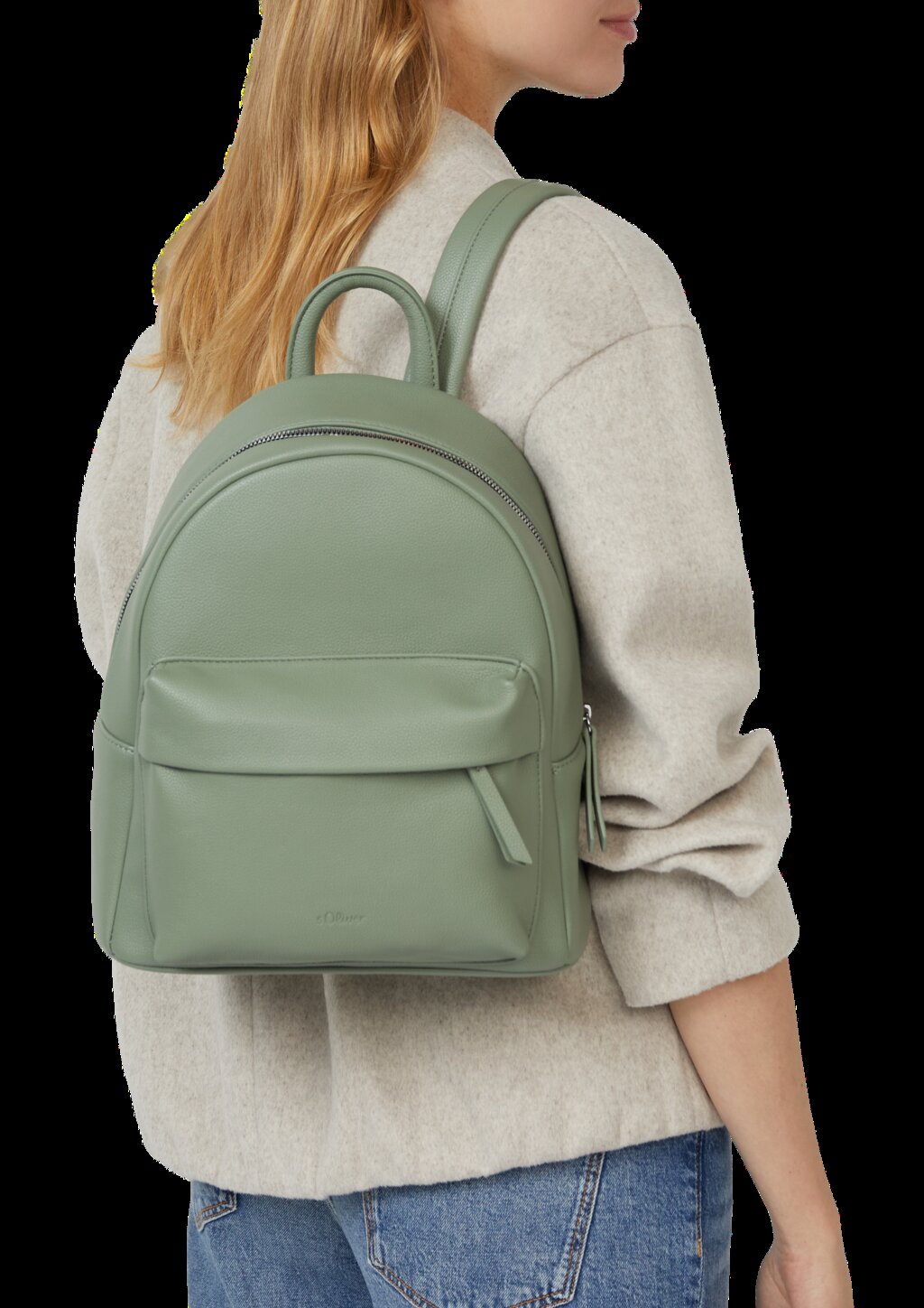 Hochwertiger Lederrucksack mit Logo-Prägung und längenverstellbarem Schulterriemen