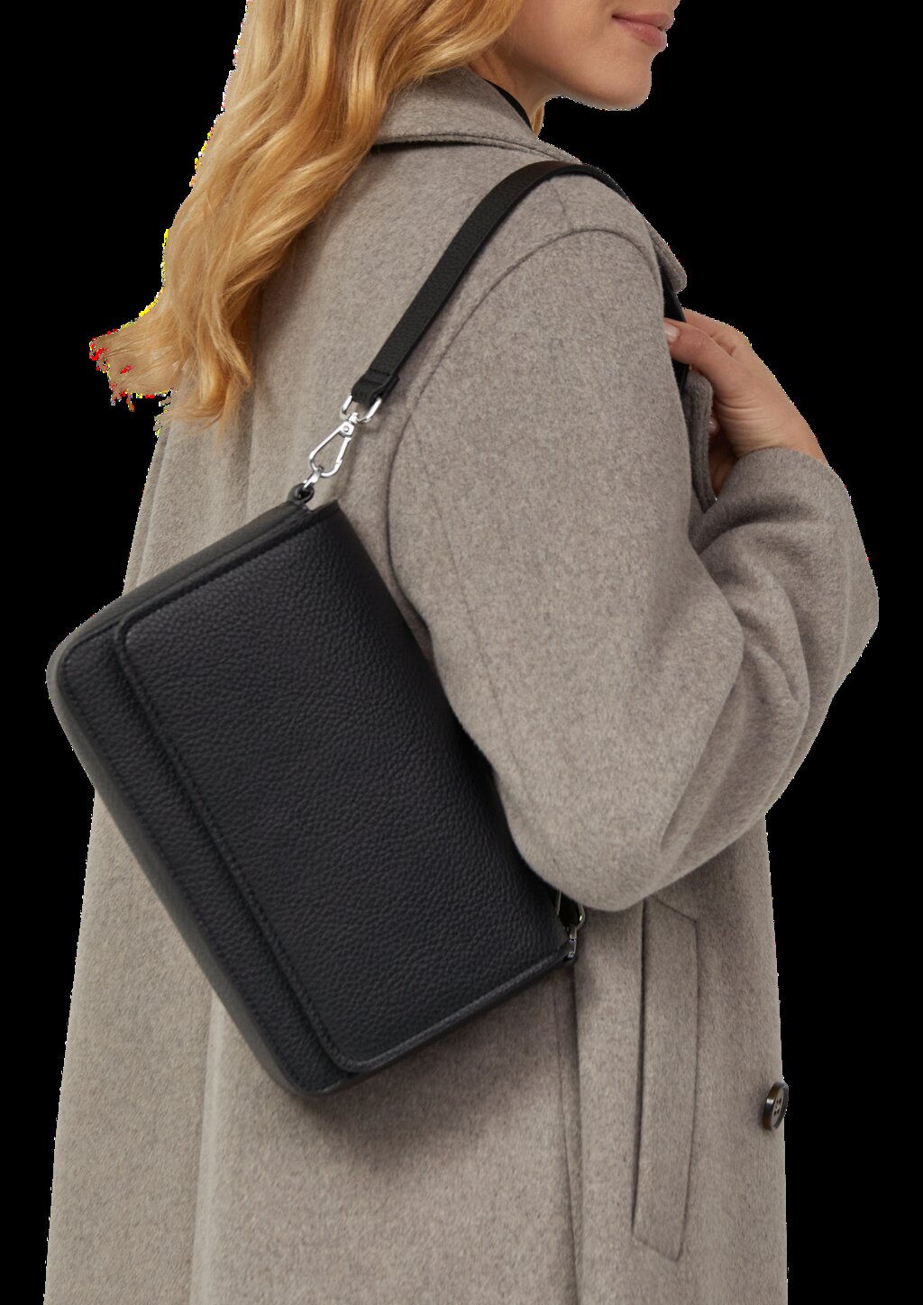 Hobo-Bag in Leder-Optik mit Magnetknopf und längenverstellbarem Gurt