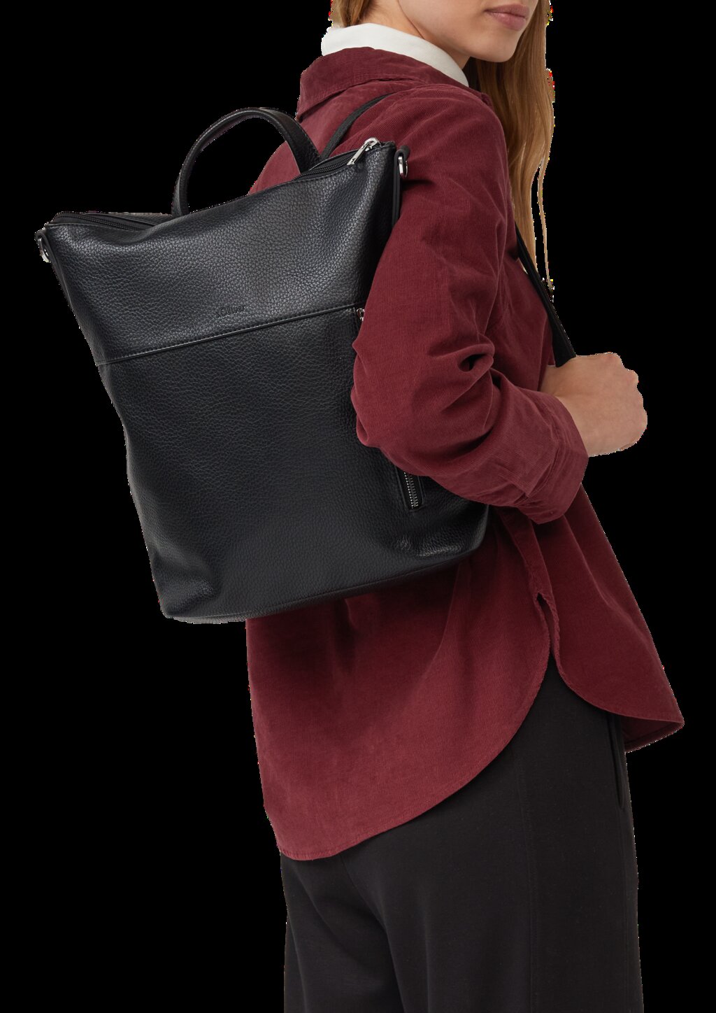 Rucksack in Leder-Optik mit längenverstellbarem Gurt