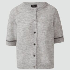 Alpakamix-Cardigan mit Kontrast-Details und Pailletten