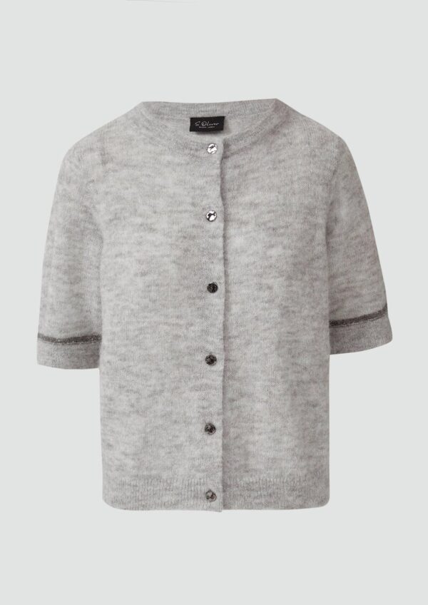 Alpakamix-Cardigan mit Kontrast-Details und Pailletten