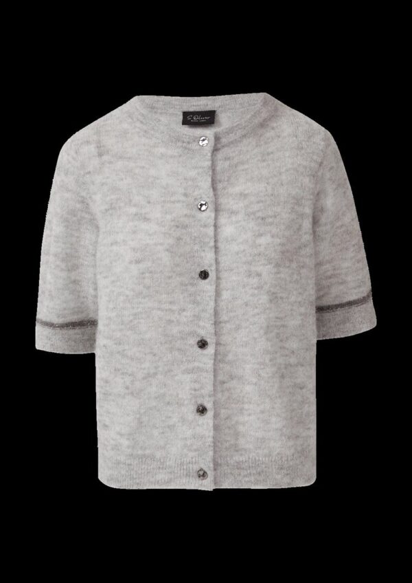 Alpakamix-Cardigan mit Kontrast-Details und Pailletten