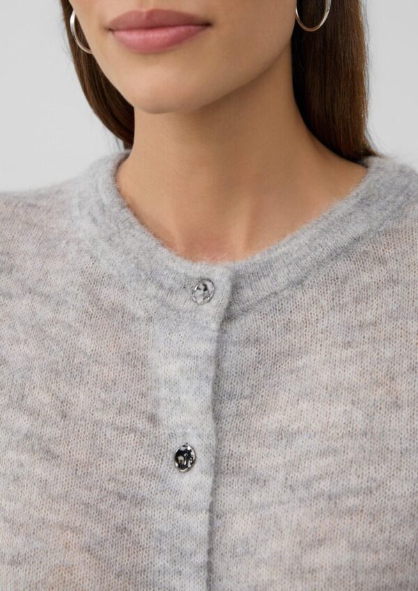 Alpakamix-Cardigan mit Kontrast-Details und Pailletten