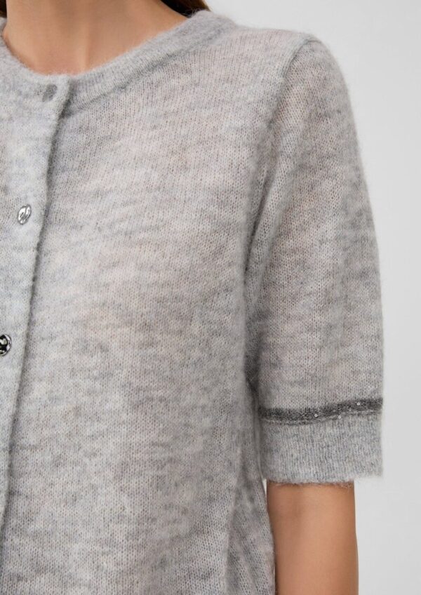 Alpakamix-Cardigan mit Kontrast-Details und Pailletten