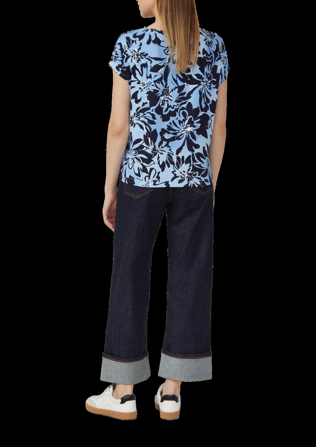 Fließendes Jersey-Shirt mit überschnittenen Schultern