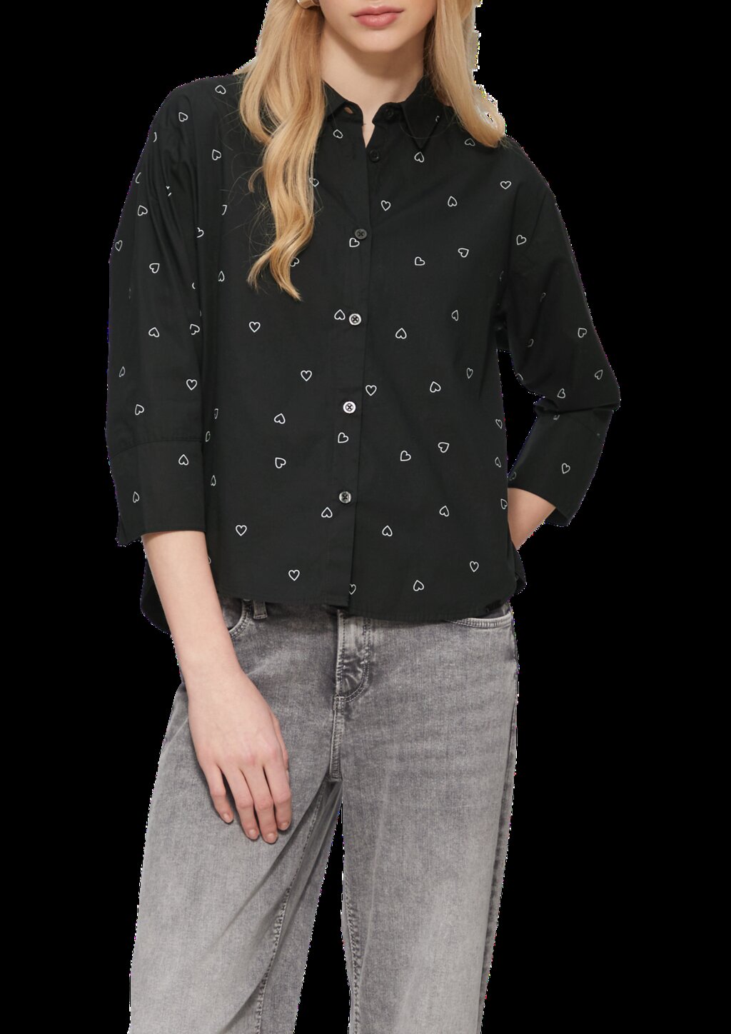 Baumwollbluse mit All-over-Print