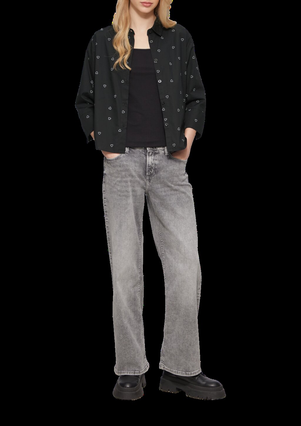 Baumwollbluse mit All-over-Print