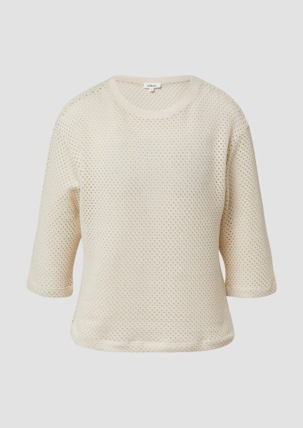 Transparentes Rundhalsshirt aus Ajourjersey