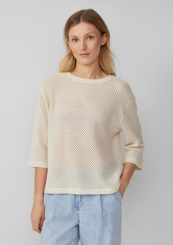 Transparentes Rundhalsshirt aus Ajourjersey