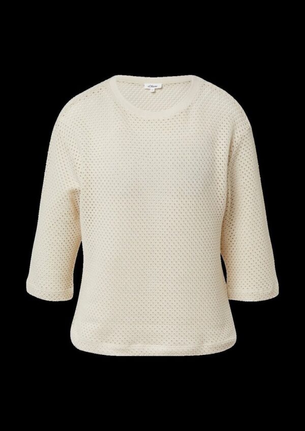 Transparentes Rundhalsshirt aus Ajourjersey