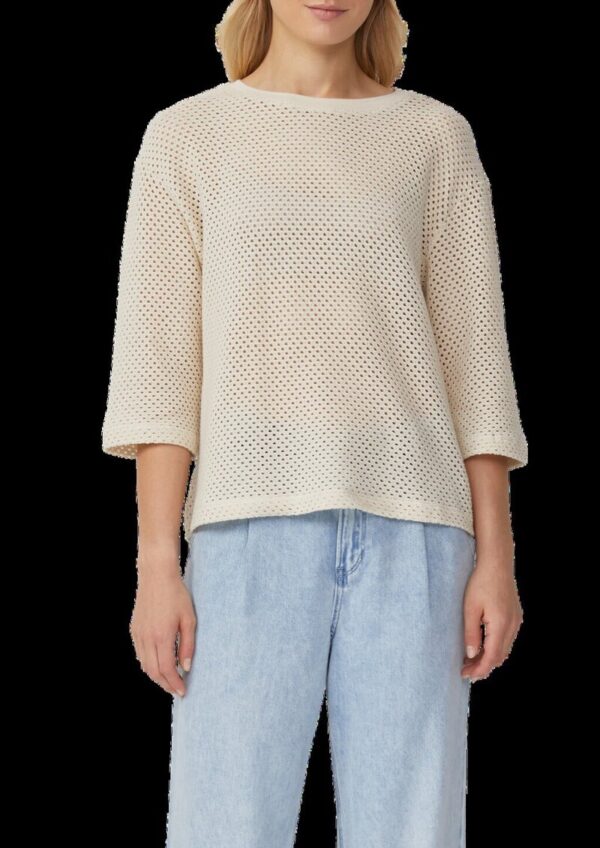 Transparentes Rundhalsshirt aus Ajourjersey