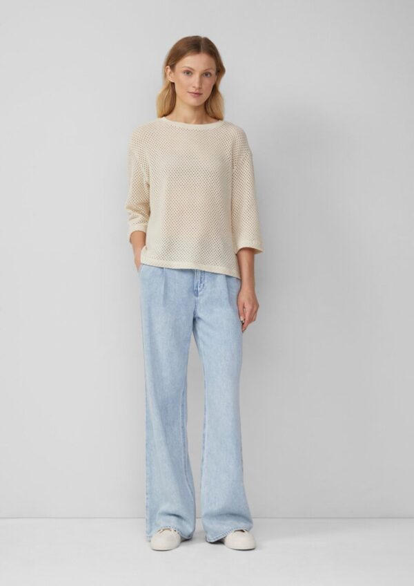 Transparentes Rundhalsshirt aus Ajourjersey