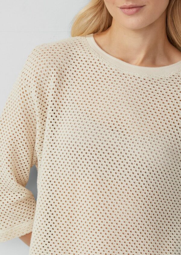 Transparentes Rundhalsshirt aus Ajourjersey