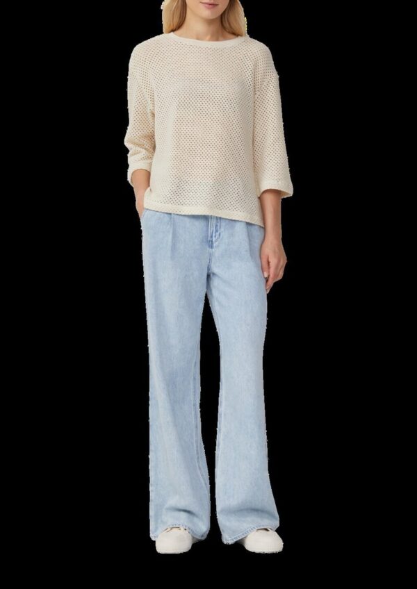 Transparentes Rundhalsshirt aus Ajourjersey