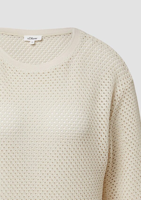 Transparentes Rundhalsshirt aus Ajourjersey