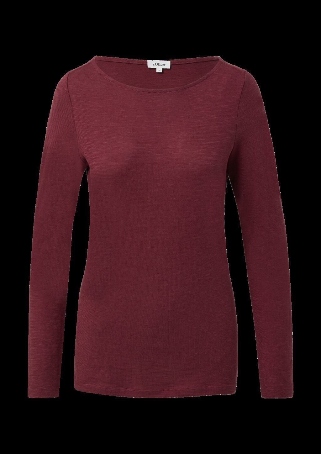 Slim-Fit-Longsleeve aus Baumwollslub mit U-Boot-Ausschnitt