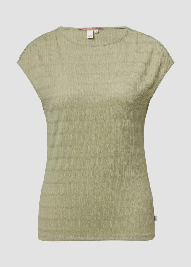 Strukturiertes T-Shirt mit Raffdetails an den Schultern