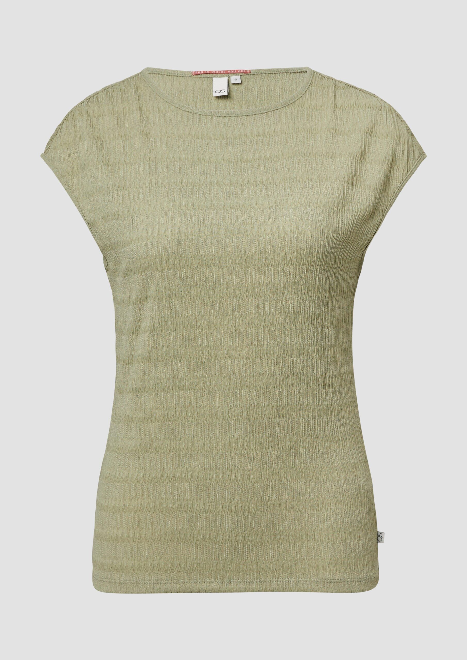 Strukturiertes T-Shirt mit Raffdetails an den Schultern