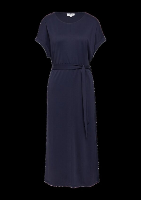 Jersey-Kleid mit einseitigem Schlitz und Bindegürtel
