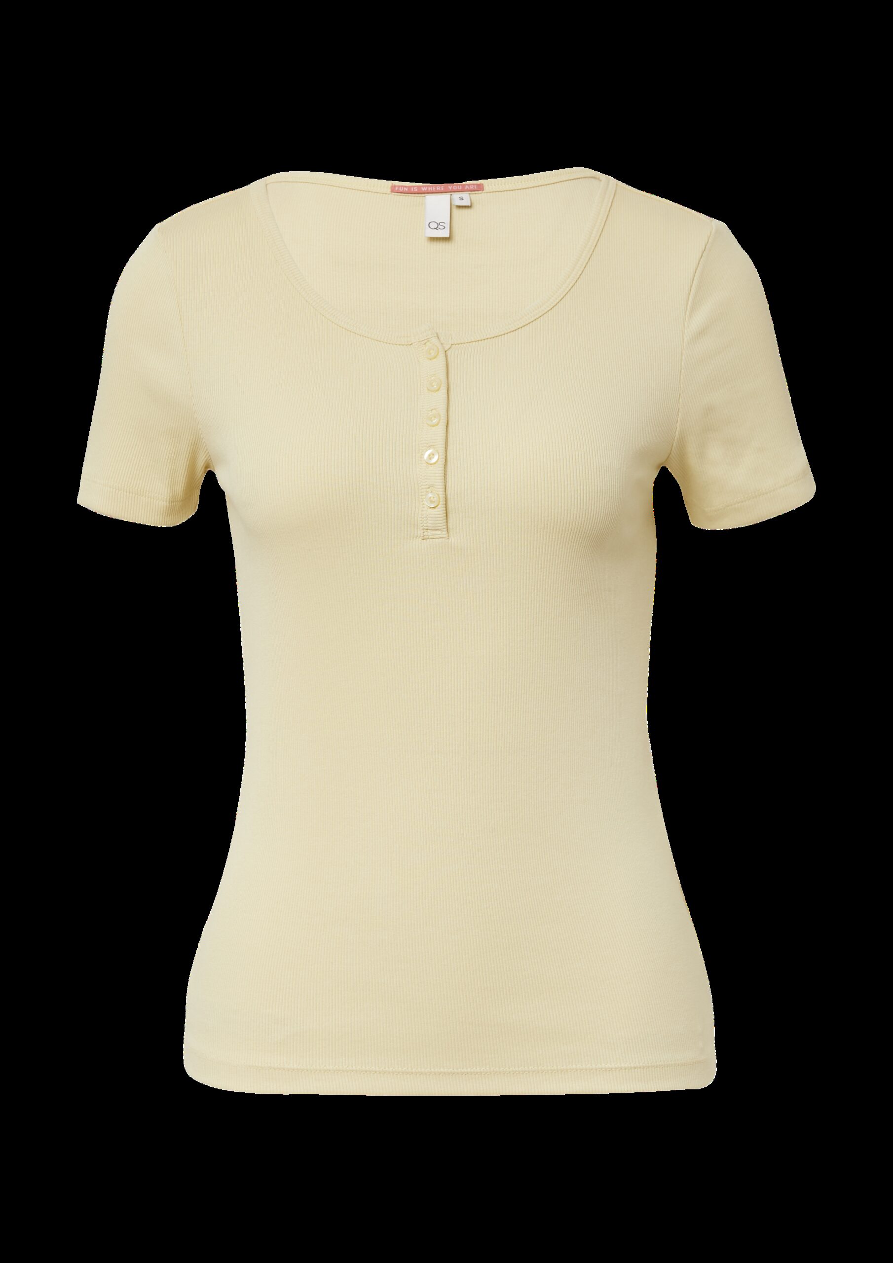 Geripptes T-Shirt mit Knopfleiste