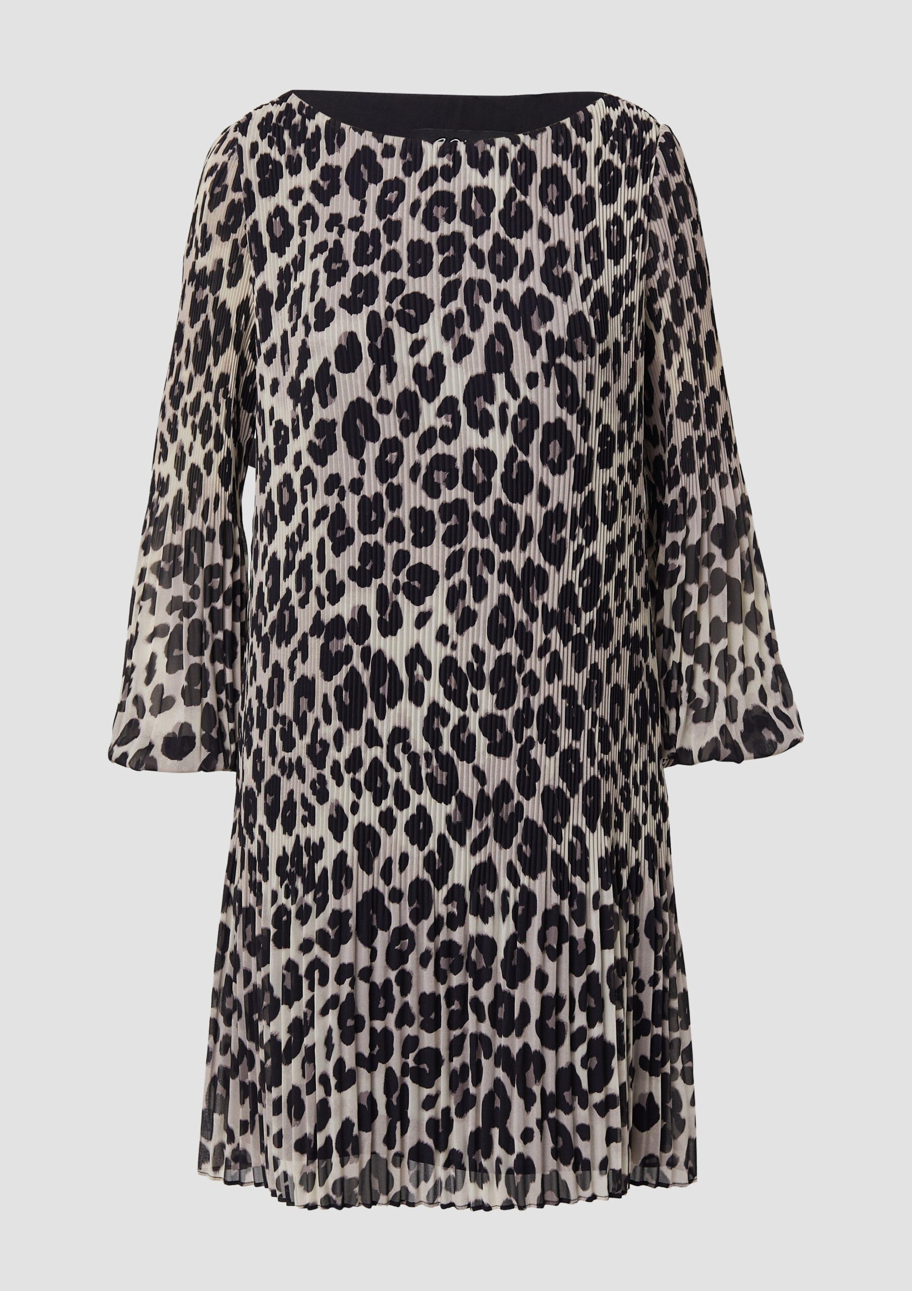 Plissiertes Chiffonkleid mit All-over-Print und Viskosefutter