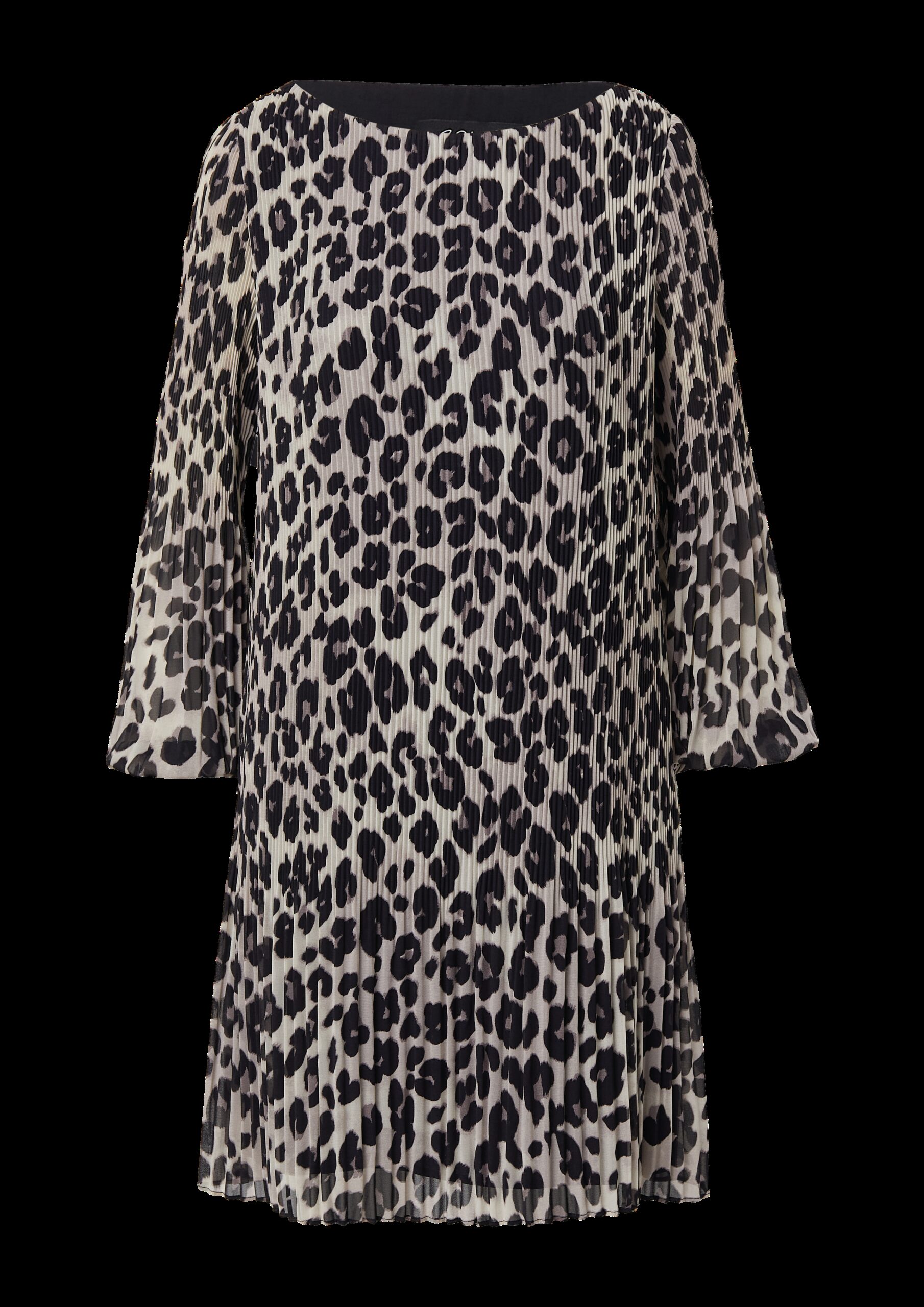 Plissiertes Chiffonkleid mit All-over-Print und Viskosefutter