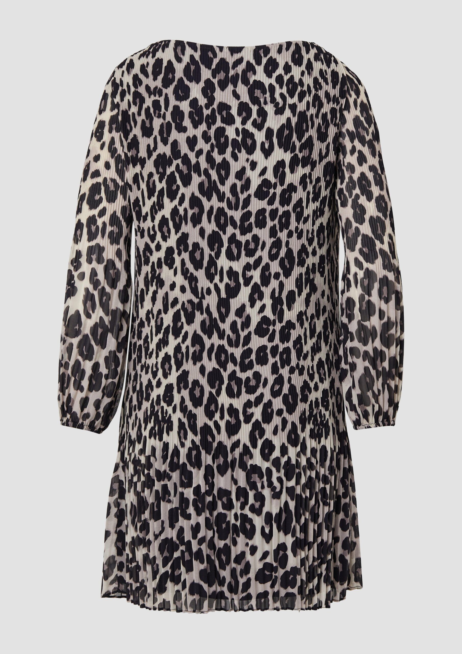 Plissiertes Chiffonkleid mit All-over-Print und Viskosefutter