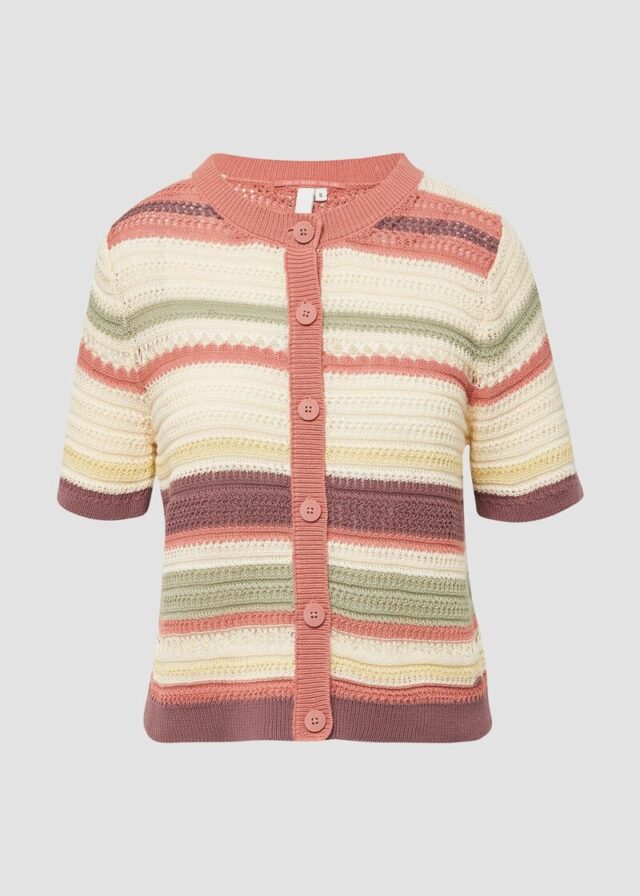 Kurzarm-Cardigan in Häkeloptik