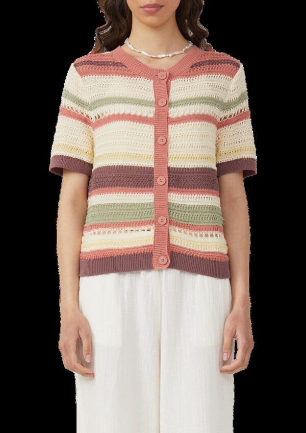 Kurzarm-Cardigan in Häkeloptik