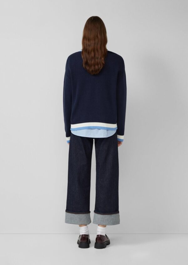 Strickpullover aus Baumwollmix mit tiefem V-Ausschnitt