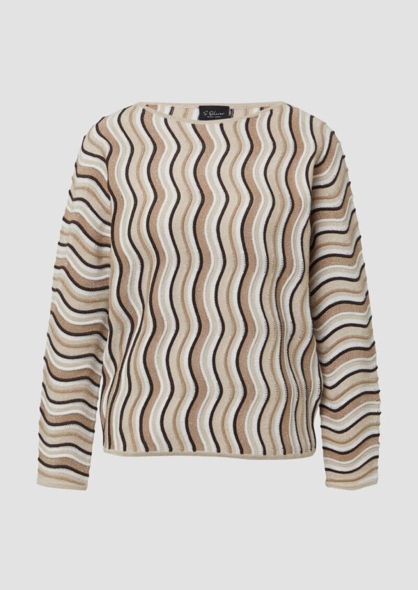 Leichter Feinstrick-Pullover im Relaxed Fit mit Wellenstrukturmuster