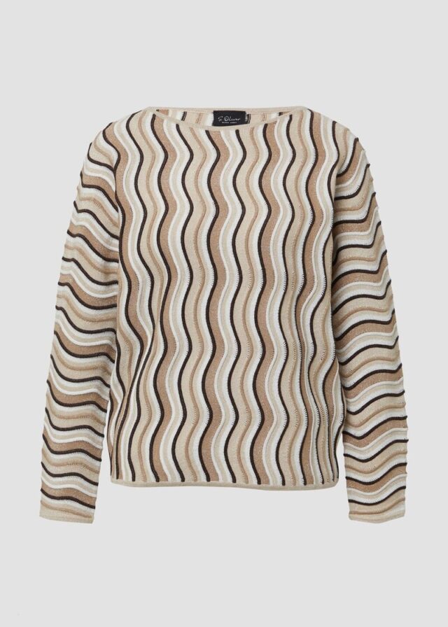 Leichter Feinstrick-Pullover im Relaxed Fit mit Wellenstrukturmuster