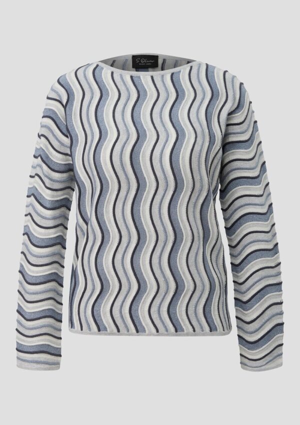 Leichter Feinstrick-Pullover mit Wellenstrukturmuster und Glitzergarn
