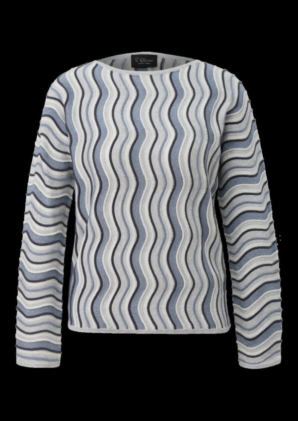 Leichter Feinstrick-Pullover mit Wellenstrukturmuster und Glitzergarn