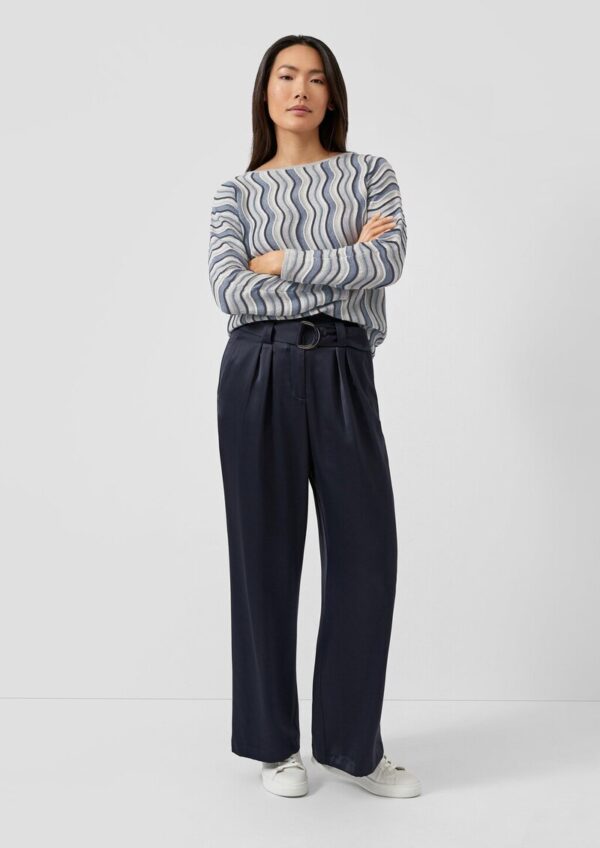 Leichter Feinstrick-Pullover mit Wellenstrukturmuster und Glitzergarn