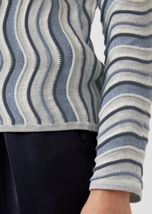 Leichter Feinstrick-Pullover mit Wellenstrukturmuster und Glitzergarn