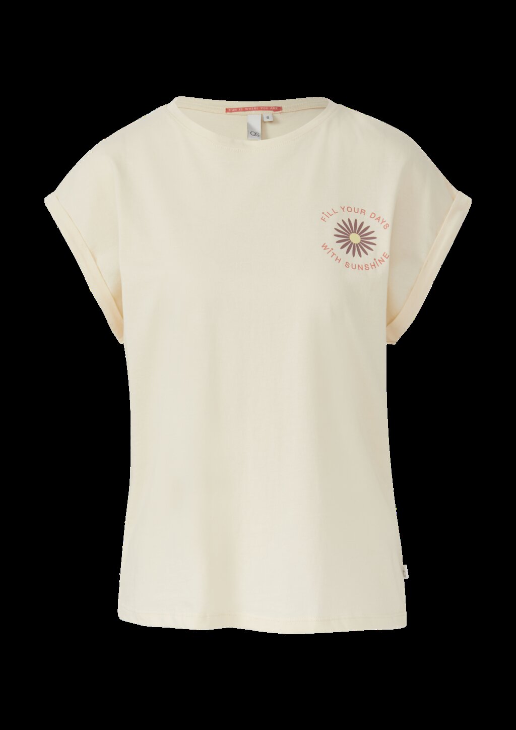Lockeres T- Shirt mit Ärmelaufschlag und Frontprint