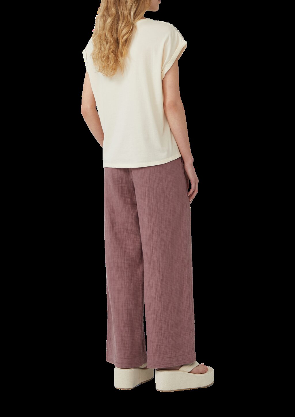 Lockeres T- Shirt mit Ärmelaufschlag und Frontprint